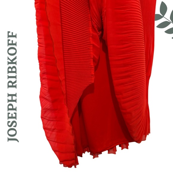 Joseph Ribkoff Orange Tiered Pleated Midi Skirt | Flowy & Bold | Lined | Size 18 - Picture 4 of 5
